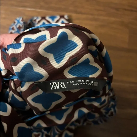 NWOT Zara Geometric Tie Neck Blouse - Picture 4 of 5